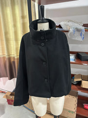 Fashion Women's Stand Collar Woolen Coats Long Sleeve Loose Female Short Coat 2025 Autumn Winter Office Lady Street Jacket