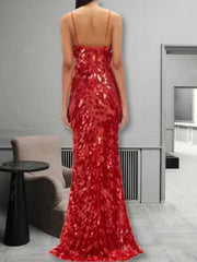 Sexy Women Maxi Dresses Elegant Sequins Sleeveless Female Long Dress Fashion Solid Deep V Neck Ladies Party Robe Dress