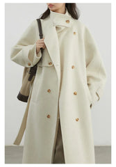 CHIC VEN Women Woolen Coats Loose Stand Collar Double-sided Overcoat Female Outerwear Office Ladies Clothing Autumn Winter 2024