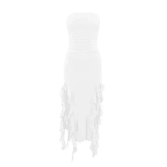 BWQ Long Dresses For Women Slit Sexy Bodycon Sleeveless Jellyfish Dress Hot Girls Fashion Off The Shoulders Maxi Dress Woman