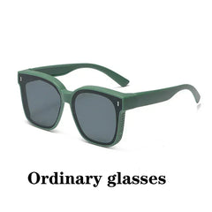 Fashion Square Polarized Sunglasses Cover Over Myopia Prescription Glasses Portable Men Women Vintage Fishing Driving Eyewear 