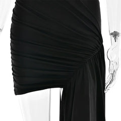 Irregular Pleated Mini Dress | Tassel Hem Streetwear Dress - Femstylo