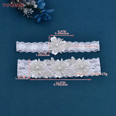 TOPQUEEN ST40 Sexy Lace Flower Thigh Ring Crystal Beaded Pearls Wedding Garter Belt Bridal Cosplay Fashion Stocking Ring
