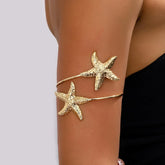 New Fashion Golden Alloy 2 Starfish Arm Bracelet for Women Summer Beach \Dance Party Cuff Bracelets Jewlery Accessories Gifts