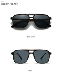 SO&EI Fashion Double Bridges Square Rivets Women Sunglasses Retro Men Gradient Shades UV400 Sun Glasses