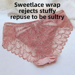 Plus Size Silk Shorts Sexy Lady Lace Hollow Breathable Satin Panties Women