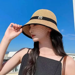Outdoor Sunshade Hats Summer Breathable Hollow Knitted Korean Fashion Women Fisherman Hat Permeability Crochet Retro Bucket Hat
