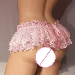 Women Sexy Lace Panties Ruffle Trim Lingerie Briefs Soft Comfortable Briefs Lolita Pink White Black