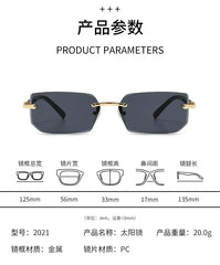 Rimless Sunglasses Rectangle Fashion Popular Women Men Shades Small Square Sun Glasses For Female male Summer Traveling Oculos