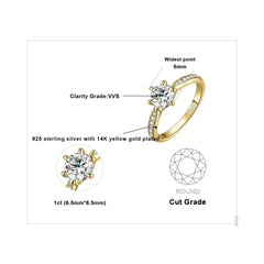 JewelryPalace Moissanite D Color 0.5ct 1ct 1.5ct 2ct 3ct Round S925 Sterling Silver Wedding Engagement Ring for Women