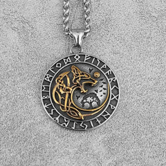Norse Mythology Viking Wolf Necklaces Men Stainless Steel Viking Runes Vegvisir Amulet Pendant Scandinavian Vintage Male Jewelry