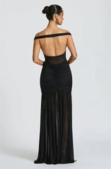 Mozision Off-shoulder Backless Sexy Maxi Dress Women Gown Halter Sleeveless Backless Thigh High Split Club Party Long Dress