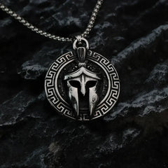 European and American Vintage Spartan Viking Mask Warrior Men's Titanium Steel Necklace Fashion Trend Helmet Handmade Pendant