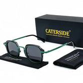 Caterside Punk Retro Polarized Sunglasses Men Mental Fashion Square Sun Glasses Women Outdoor Travel Driving Eyewear UV400