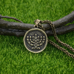 Nostalgia Judaica Menorah Pendant Jewish Jewelry Necklace For Mens Womens Hebrew Israel Faith Lamp Hanukkah Gifts Dropshipping