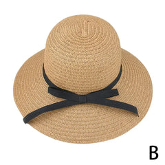 Summer Straw Hat Big Wide Brim Foldable Beach Sun Hat Straw Floppy Sun Block UV Protection Hat Ladies Outdoor Travel Straw Hat