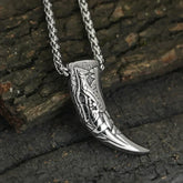 Vintage Titanium Steel Nordic Mythology Spiritual Viking Necklace Men Wolf Teeth Necklace for Men Amulet Jewelry