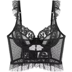 Fashion Comfortable Lace Lingerie with Steel Ring Wrapped Chest Top Bra and Panty Set Sexy Intimates Supply Underwire Female