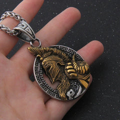 stainless steel King of War Spartan Warrior Portrait Pendant Men\'s Necklace Trend Rock Hip Hop Party Jewelry Christmas Gift