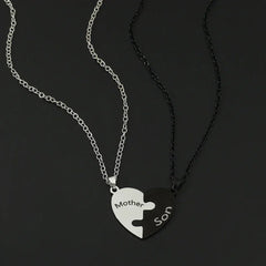 Father Mom Son Daughter Family Necklace Love Heart Puzzle Pendant Necklace Stainless Steel Jewelry for Women Mother's Day Gift