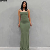 Satin Slip Maxi Dress | Backless Bodycon Evening Gown - Femstylo