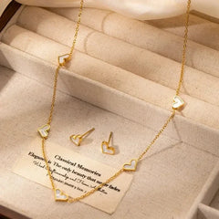 ANENJERY 316L Stainless Steel Heart Shell Necklace Bracelet Earrings For Women Girls Simple Fashion Jewelry Set Gifts Wholesale