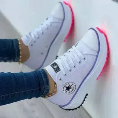 Flat Lace-Up Sneakers Pattern Canvas Casual Sport Shoes - Femstylo
