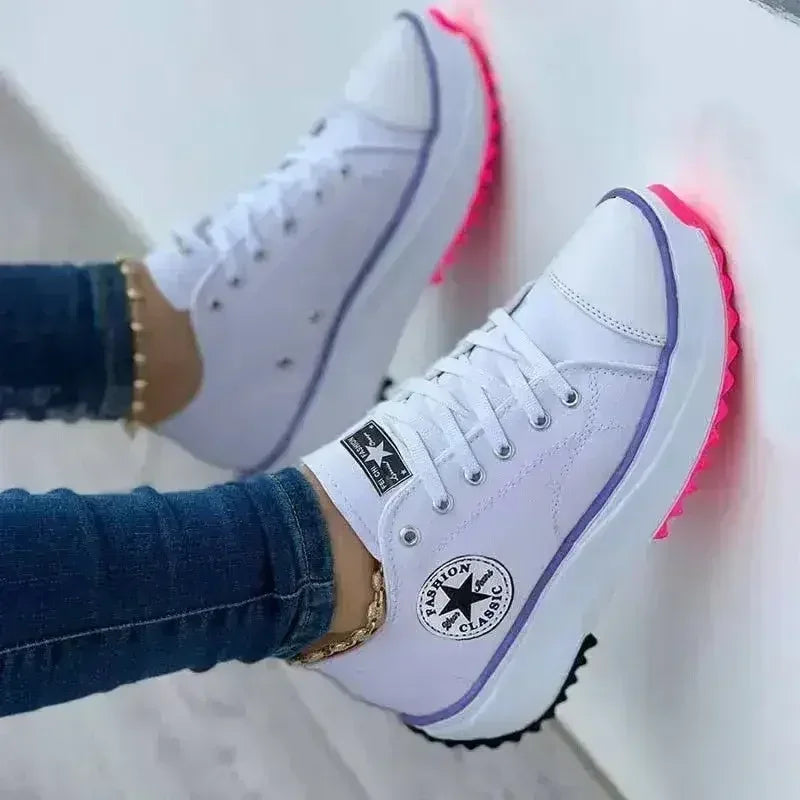 Flat Lace-Up Sneakers Pattern Canvas Casual Sport Shoes - Femstylo