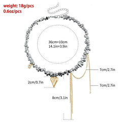 Fashion Heart Beaded Necklace for Women Boho Elegant Irregular Crystal Chain Y2K Choker Exquisite Party Gift Jewelry Accessories