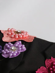 TWOTWINSTYLE Hit Color Spliced Appliques Fashion Blazers for Women Lapel Long Sleeves Patchwork Bead Temperament Blazer Female