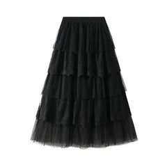 Women's High Waisted Slimming Sand Cake Skirt, Half Skirt, High-End Feeling Gauze, Long Skirt, Summer, , 2025 Hundred fold skirt