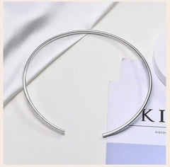Choker Neck Cuff for Women, Open Collar Choker Torques Necklace Adjustable ,Simple Stainless Steel Jewelry