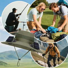Outdoor Camping Fishing Hiking Sunscreen Fisherman Hat Solar Fan Cap Portable Solar Charging Cap With Fan For Unisex