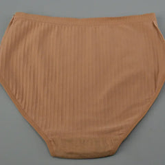 1pc Women's Cotton High Waist Panties – Vertical Stripe Plus Size Underwear Breathable Solid Lingerie Shorts Simple Lady Briefs
