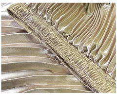 Classic Golden Velvet Pleated Skirt High Waist Retro Style Fashion Office Lady Pleated Long Skirt Winter Velvet Skirt 90cm Long