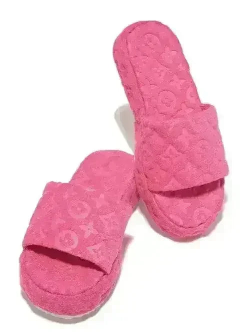 Flower Slides Thick Bottom Fur Slippers for Women - Femstylo