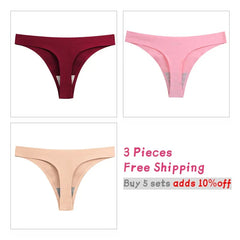 WarmSteps 3Pcs/Set Women's Sexy Thongs Seamless Yoga Panties for Woman S-XXXL Plus Size G Strings Thongs Femme Tangas Low Rise