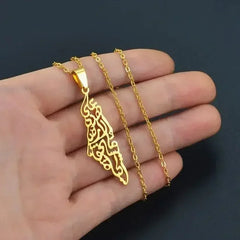 Palestine Map Necklace - Stainless Steel Pendant - Hypoallergenic & Dainty