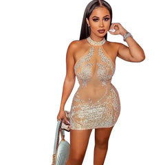 Sexy Summer Women Clothing Mesh Lace Embroidery Nightclub Ladies Dress One-piece Short Skirt Urban Style Elegant Commuting Style