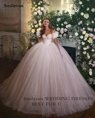 Smileven Princess Wedding Dress Corset Sweetheart Neck Ball Gowns Glitter Tulle Bride Dresses Robe De Mariee Wedding Gowns
