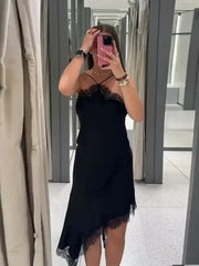 Women’s Asymmetrical Sling Dress - V-Neck Party Wear Spring 2025