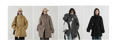 CHIC VEN Korean Women Woolen Coat Single Breasted Loose Stand Collar Belt Long Double-sided Ladies Overcoat Autumn Winter 2024