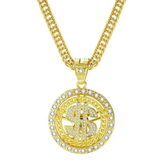Men Gold Color Dollar Sign Necklaces with Cuban Chain,Hip Hop Money Dollar Pendant Collar, Music Festival Party Gifts Jewelry