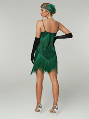1920s Flapper Dress - Sequin Beaded Gatsby Fringe Mini - Plus Size