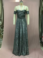 BKLD 2025 Evening Party Dress Sequin A-Line Strapless Sexy Fashion Solid Color Split Long Dresses Solid Color Women Clothing