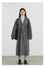 CHIC VEN Women Woolen Coats Loose Stand Collar Double-sided Overcoat Female Outerwear Office Ladies Clothing Autumn Winter 2024