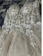 Popular Strapless V-neck 3D Flower Lace Applique A Line Wedding Dresses Sweep Train Custom Made 2025 Vestido De Noival