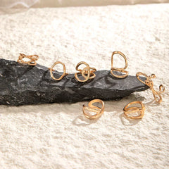 Docona Fashion Elegant Stacking Gold Colour Rings Geometric Design Ring Set Accessories Daily Festival Party Gifts 27910