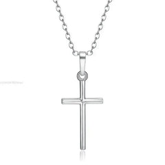 Luxury Zircon Cross Pendants Necklace Fashion Light Golden Silver Color for Men Women Jewelry Chain Accessory