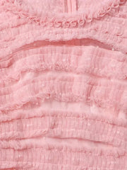 Patchwork Edible Tree Fungus Elegant Dresses For Women Round Neck Short Sleeve High Waist Temperament Dress Female Fashion